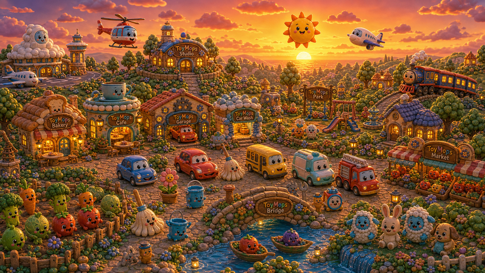 ToyMops Village sunset