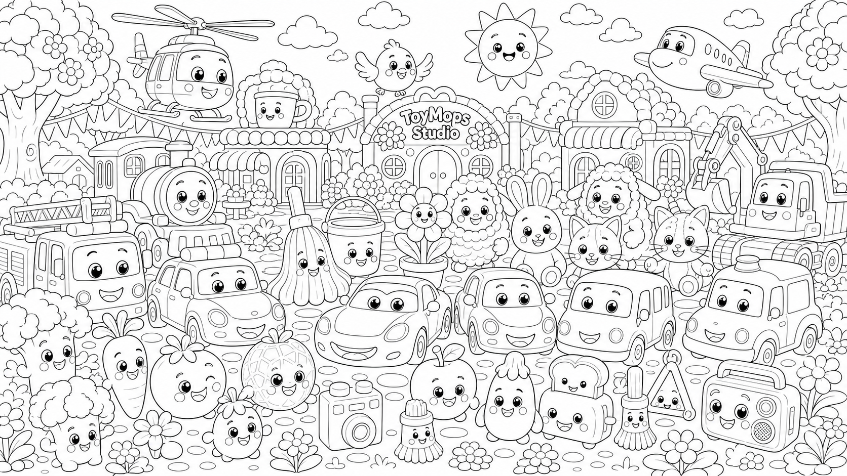 Vehicles Coloring Page